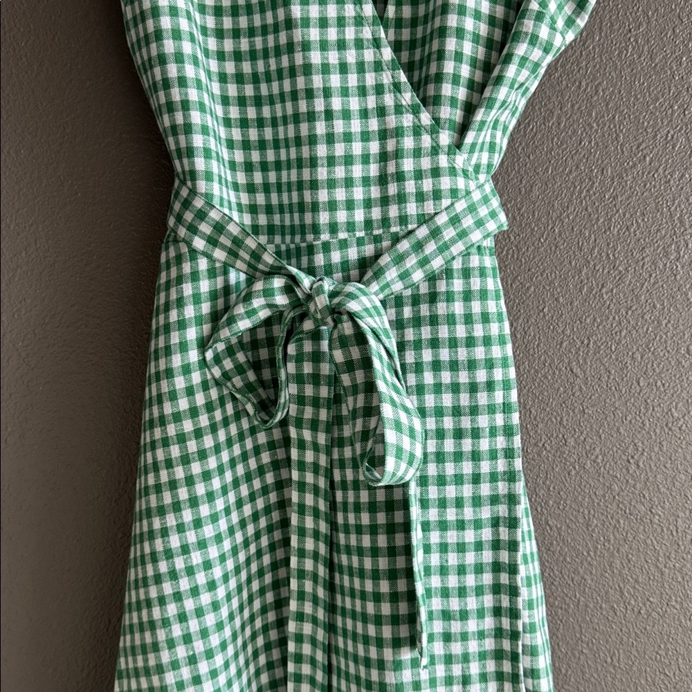 Reformation Rodin Linen Gingham Wrap Mini Dress - Picture 3 of 7